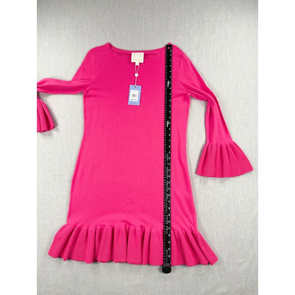 Sail to Sable STS Pink Long Sleeve Flounce Hem Sweater Dress NMR1813 Womens Sz M - Picture 5 of 8